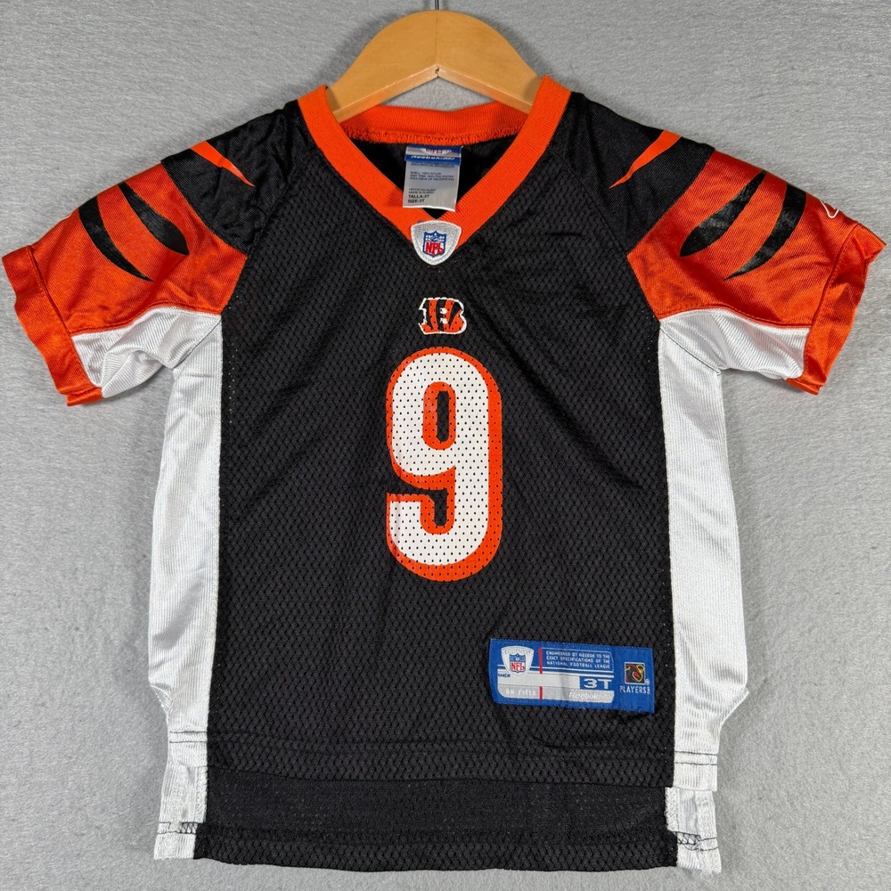 Carson Palmer 9 Reebok Cincinnati Bengals Jersey Kids 3T Black Orange NFL Mesh